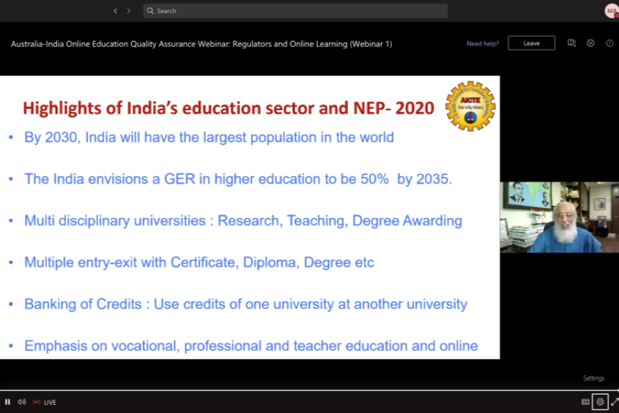 India - Australia Webinar on Online Education Quality Assurance