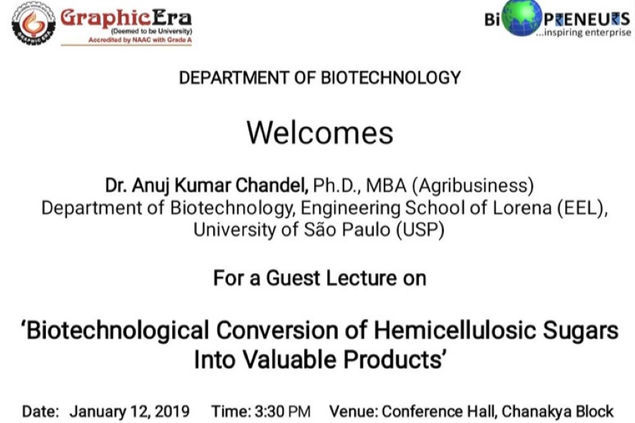 Guest Lecture on “Biotechnological Conversion of Hemicellulosic Sugars Into Valuable Products”