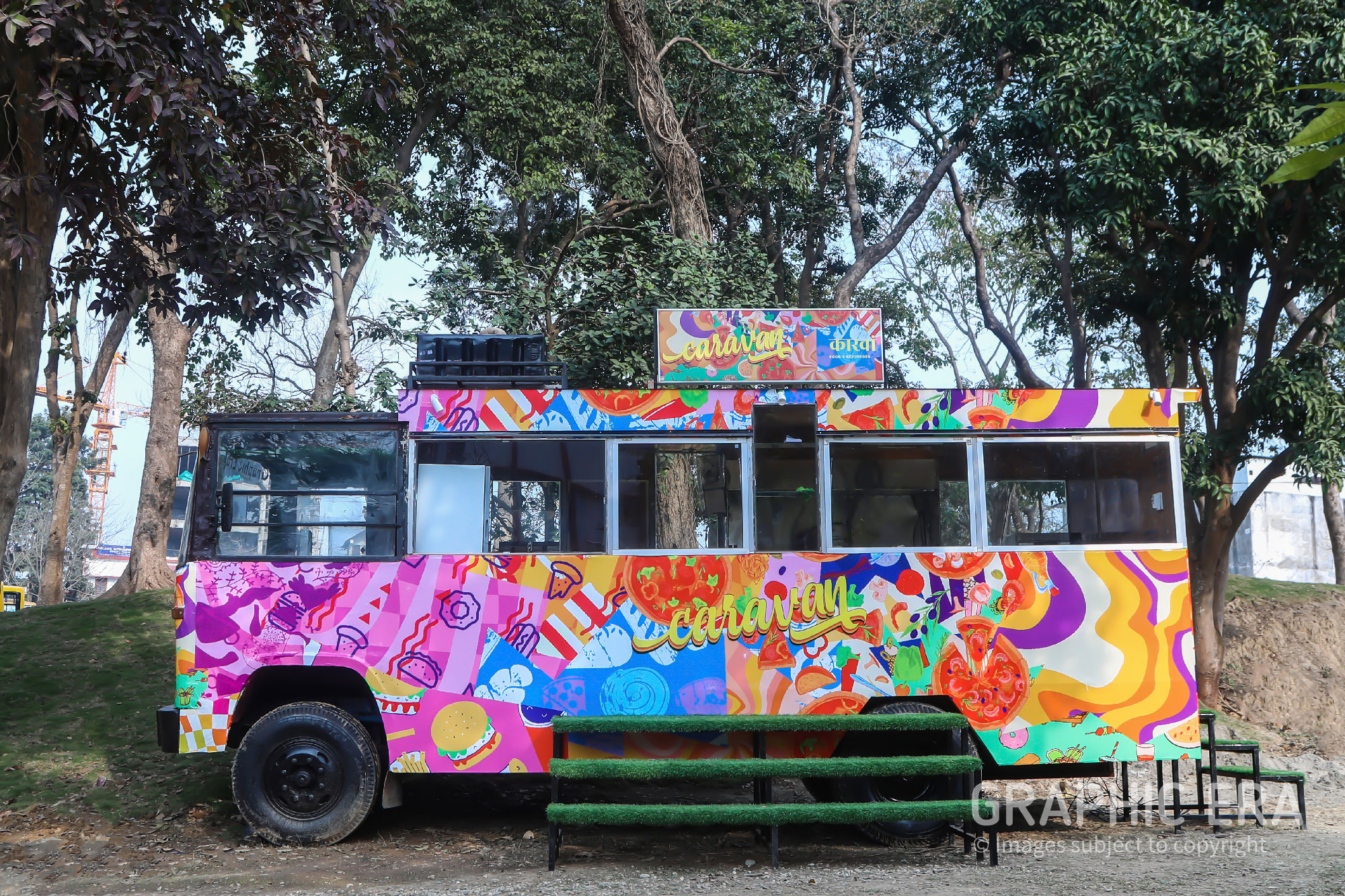The First Bus of Graphic Era Turned into a Food Truck